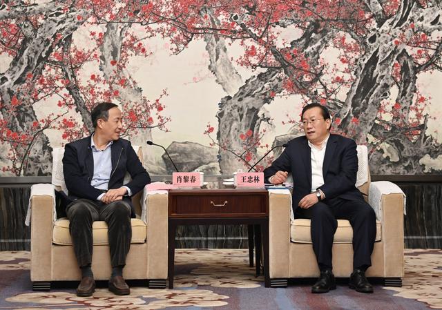 王忠林与国网湖北省电力有限公司董事长肖黎春座谈